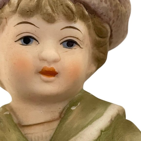 Vintage Pair Bisque Piano Babies Boy Girl Wearing Hats Figurines 4 1/2" x 2" - Picture 13 of 16